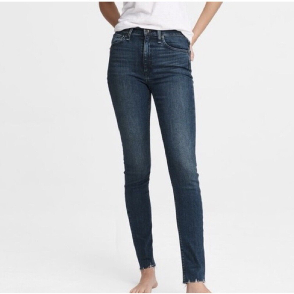 rag & bone Blue Nina Iconic Jeans High Rise Skinny Leg Raw Hem 32